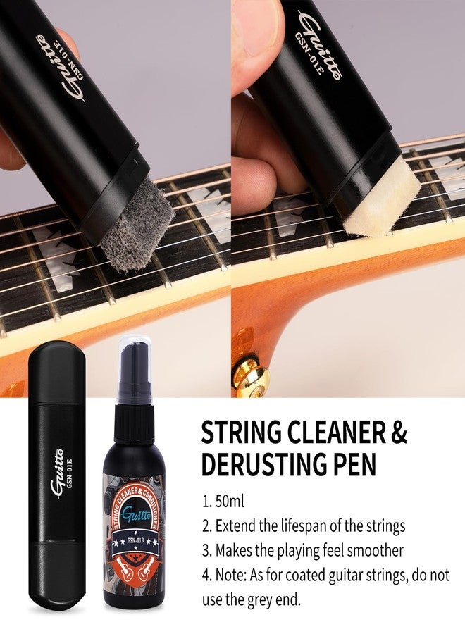 GUITTO Guitar Cleaning Kit, All in One Guitar Care Kit Fretboard Lemon Oil, Polish, Guitar String Cleaner, Microfiber Cloth - Image 3