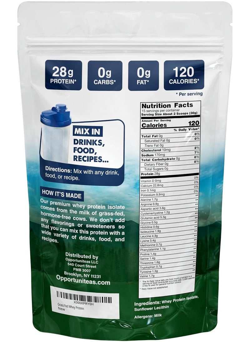 Opportuniteas Grass Fed Whey Protein Isolate Unflavored, (1 LB)  - Image 2