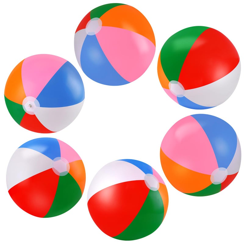 TPCHOIE 6 Packs 20 Beach Balls for PoolBulk Beach Balls for KidsBeachball Party FavorsLarge Beach Ball Toddler Pool Toys Set - Image 3