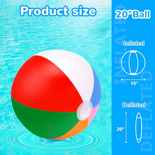 TPCHOIE 6 Packs 20 Beach Balls for PoolBulk Beach Balls for KidsBeachball Party FavorsLarge Beach Ball Toddler Pool Toys Set - Image 5