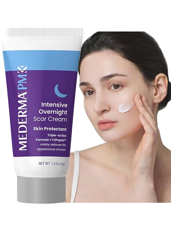 Mederma PM Intensive Overnight Scar Cream Advanced Scar Treatment That Works With Skin's Nighttime Regenerative Activity 1.0 oz 28g, White, 1 Ounce (Pack of 1) - Image 1