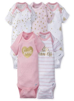 Gerber Gerber Baby Girls 5-Pack Short Sleeve Variety Onesies Bodysuits Princess Arrival Newborn  - Image 1