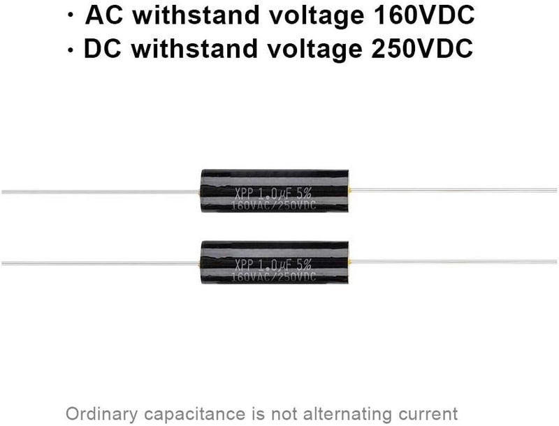 AUDBUA 2PCS Electrolytic Capacitors 1uF/2.2uF/3.3uF. Frequency Divider Capacitance Audio Speaker Capacitor (1uF) - Image 3