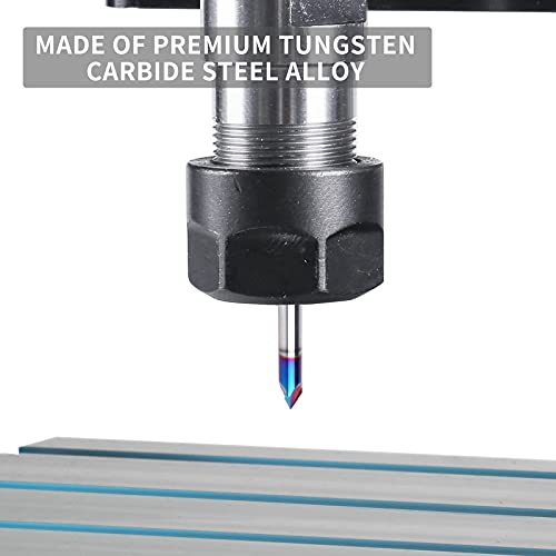 EANOSIC 60 Degree V Groove Router Bit 1/4 Inch Shank, 3-Flute Nano Blue Coated Solid Carbide V Router Bit for CNC Engraving and Chamfering - Image 5