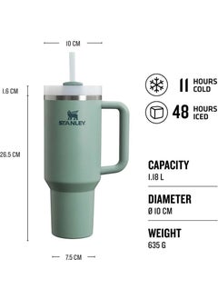 Stanley Quencher Thermos Cup with Straw 1.18 Lt - Green  - Image 3