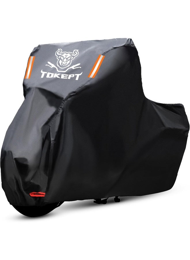 Tokept Tokept Black Motorcycle Cover, 210D Oxford Fabric All Weather Water Sun Protection, 116 inch Vehicle Cover for Harley Davidson Honda Suzuki Kawasaki Yamaha (XXXL)  - Image 1