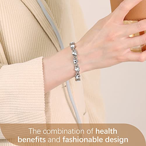 Feraco Magnetic Bracelet for Women Titanium Steel Magnetic Bracelet with Neodymium Magnets & Sparkling Crystals, Christmas Jewelry Gifts (Silver) - Image 4