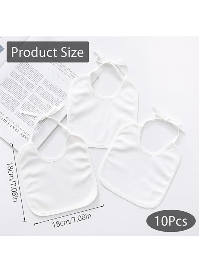 10 قطع من أجهزة الكمبيوتر Baby Bibs القطن الأبيض حديث الولادة مع روابط مقاومة للماء للرسم Bib للطفل الفتاة الأولاد 18 * 18CM - Image 2