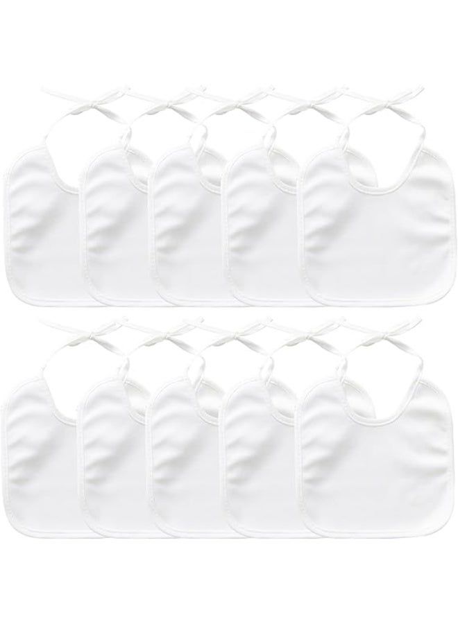 10 قطع من أجهزة الكمبيوتر Baby Bibs القطن الأبيض حديث الولادة مع روابط مقاومة للماء للرسم Bib للطفل الفتاة الأولاد 18 * 18CM - Image 1