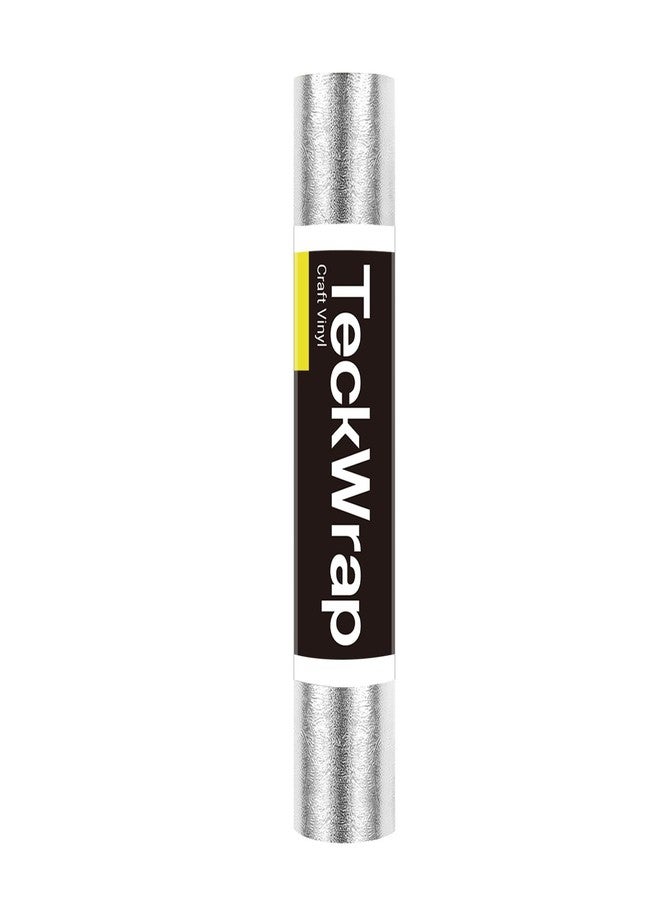 TECKWRAP Metallic Textured Chrome Self Adhesive Vinyl Craft Permanent Vinyl for DIY Designs, Home Decoration Roll, 1ft x 5ft, Silver - Image 1