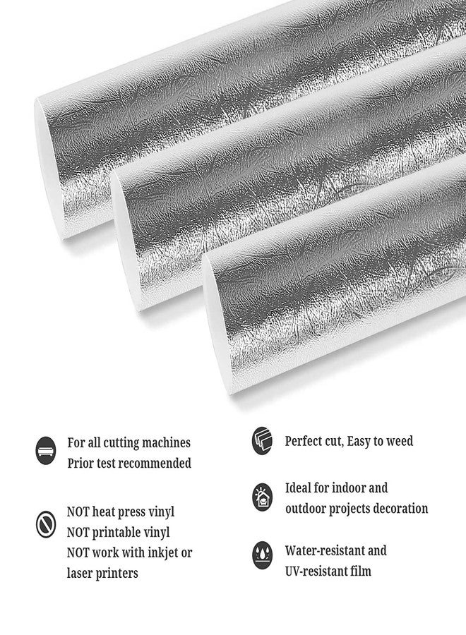 TECKWRAP Metallic Textured Chrome Self Adhesive Vinyl Craft Permanent Vinyl for DIY Designs, Home Decoration Roll, 1ft x 5ft, Silver - Image 3