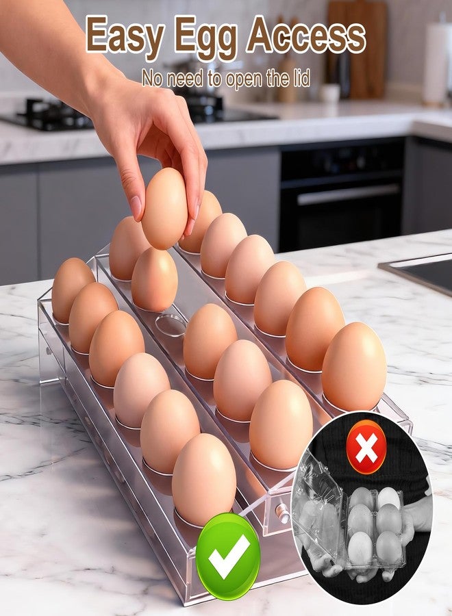 Loscarol Acrylic Egg Holder Countertop, Egg Storage for Countertop, 18 Count Egg Holder for Fridge, Egg Organizer for Refrigerator, Fresh EggsTray, Egg Organizer for Shopping Mall Display, Chicken Egg Holders - Image 3