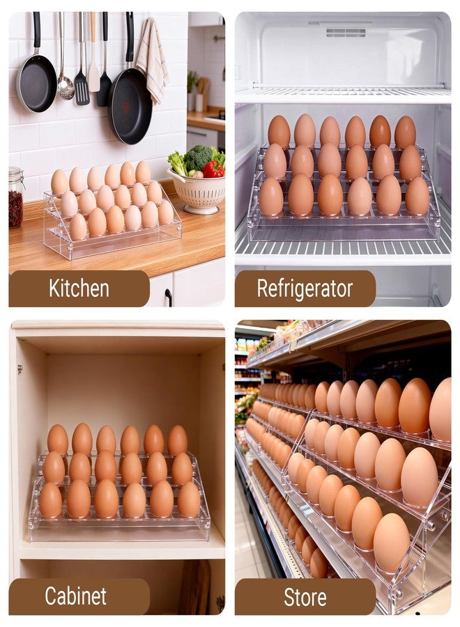Loscarol Acrylic Egg Holder Countertop, Egg Storage for Countertop, 18 Count Egg Holder for Fridge, Egg Organizer for Refrigerator, Fresh EggsTray, Egg Organizer for Shopping Mall Display, Chicken Egg Holders - Image 2