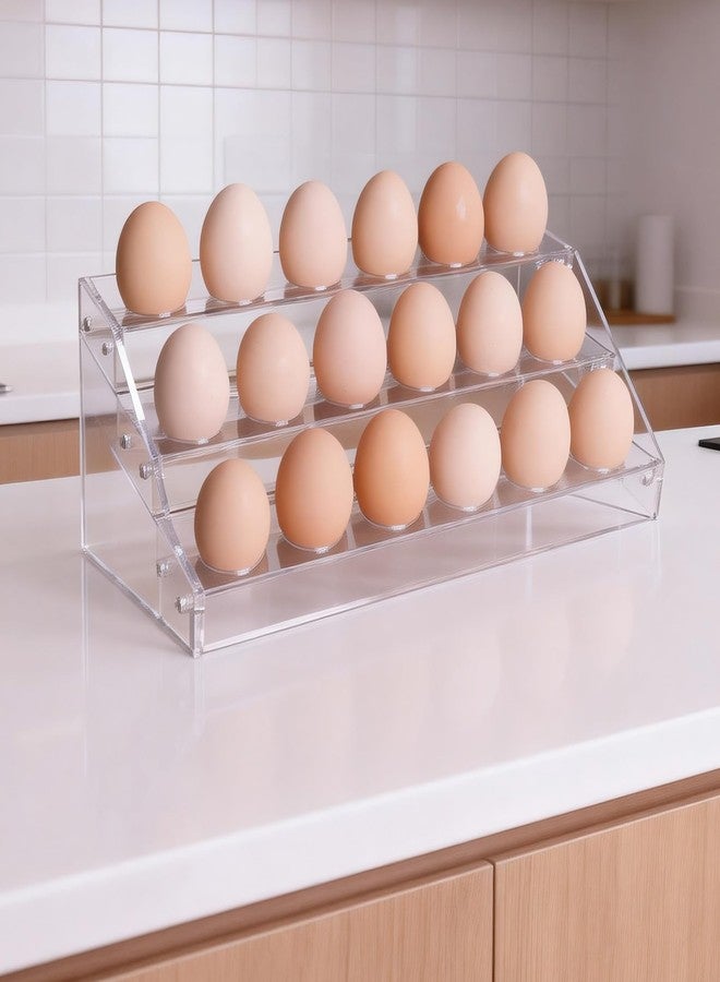 Loscarol Acrylic Egg Holder Countertop, Egg Storage for Countertop, 18 Count Egg Holder for Fridge, Egg Organizer for Refrigerator, Fresh EggsTray, Egg Organizer for Shopping Mall Display, Chicken Egg Holders - Image 1