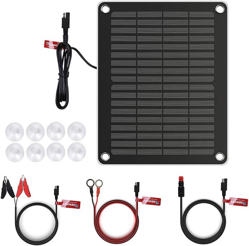 Renogy 5 Watts Portable Solar Battery Charger Maintainer, Backup for Car Boat Marine Motorcycles Truck - Image 1