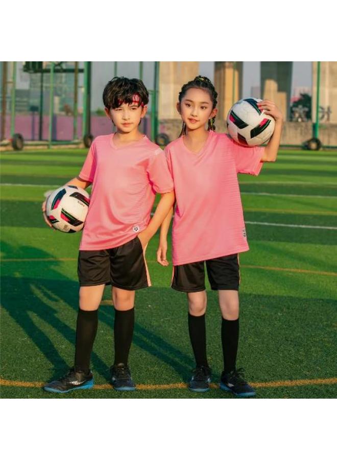 8865 Pink Children's Football Uniform Set Quick-drying Kindergarten Primary And Secondary School Students Training Camp Short-sleeved Clothing Women's Printed Team Uniform