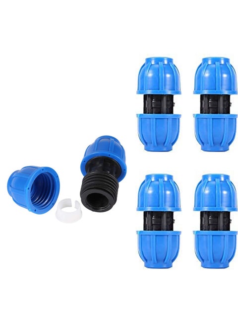 Water Pipe Connector, 5 Pcs PE Plastic 20 mm to 20 mm Straight Pipe Connection Adapter, Quick Connect Hose End Connector Kit for Water Gun and Pipe