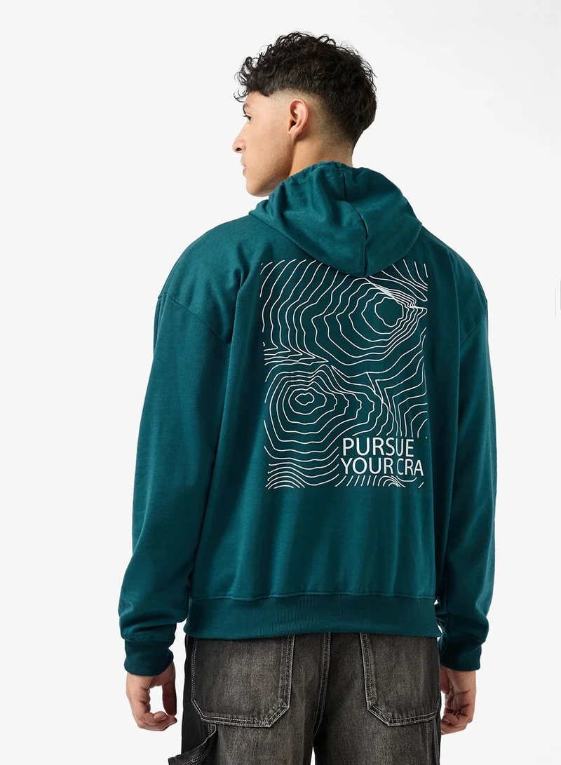 Seventy Five Oversized Graphic Zipped Hoodie