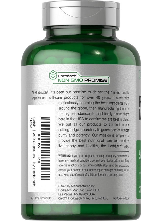 Horbäach Reishi Mushroom Capsules | 200 Count | Non-GMO and Gluten Free Extract Supplement - Image 3