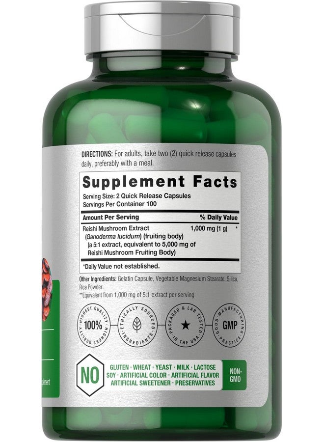 Horbäach Reishi Mushroom Capsules | 200 Count | Non-GMO and Gluten Free Extract Supplement - Image 2