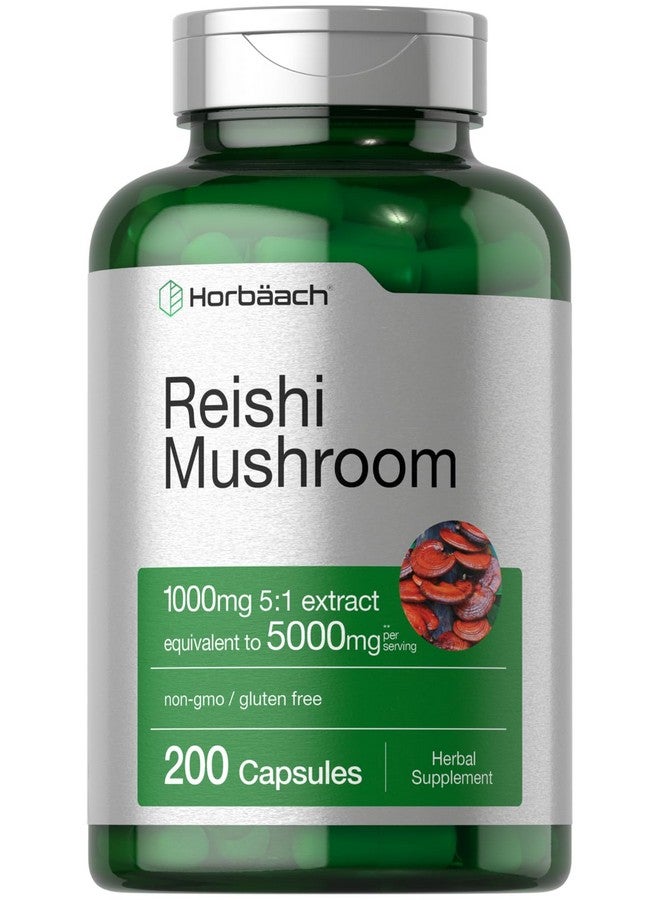 Horbäach Reishi Mushroom Capsules | 200 Count | Non-GMO and Gluten Free Extract Supplement - Image 1