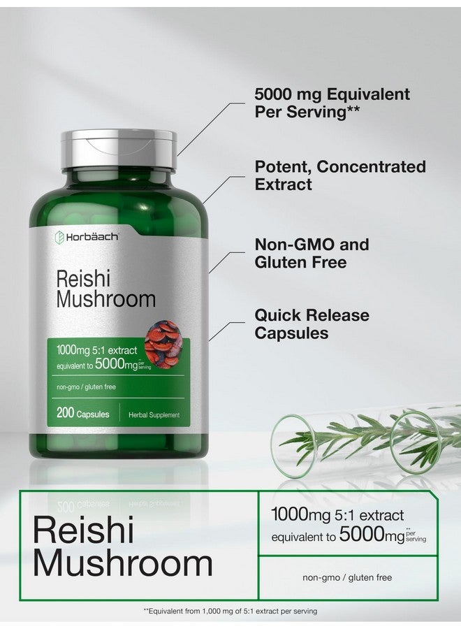 Horbäach Reishi Mushroom Capsules | 200 Count | Non-GMO and Gluten Free Extract Supplement - Image 4