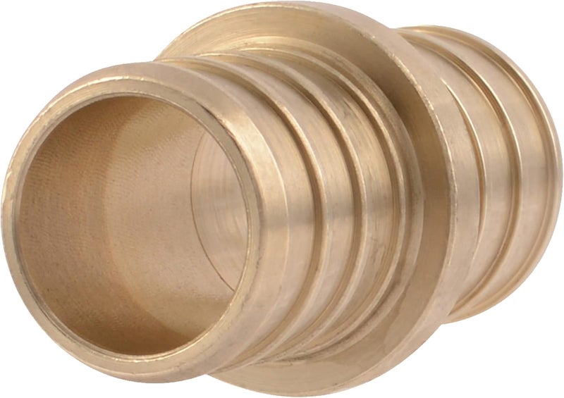 SharkBite 3/4 Inch Crimp Coupling, Brass Plumbing Fitting, PEX Pipe, PE-RT, UC016LFA - Image 1