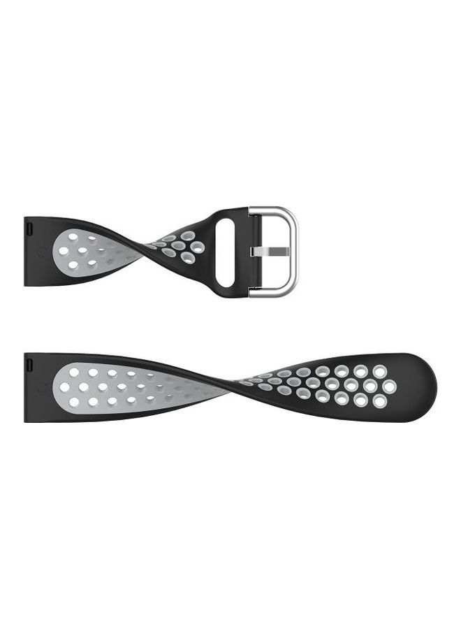 NIBEMINENT Two-tone Silicone Replacement Wrist Strap For Huawei GT2/Honor Magic 2 46mm Black - Image 5