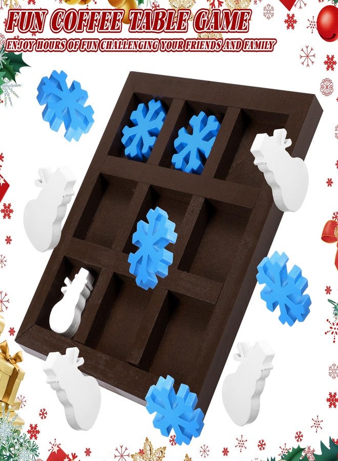 Cinnvoice Christmas Wooden Tic Tac Toe Games Winter Table Board Games for Holiday Xmas Family Game Snowman Snowflake Gift Decorations - Image 3