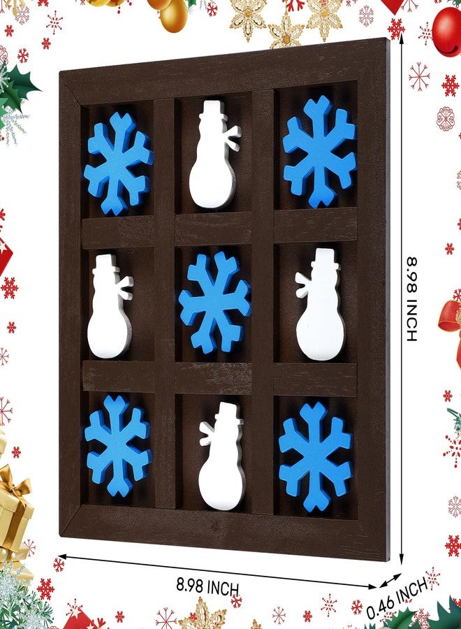 Cinnvoice Christmas Wooden Tic Tac Toe Games Winter Table Board Games for Holiday Xmas Family Game Snowman Snowflake Gift Decorations - Image 2