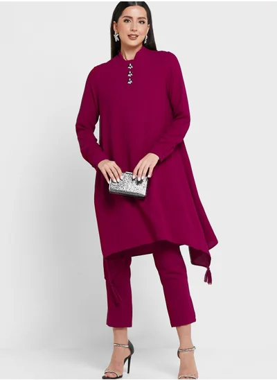 Khizana Asymmetrical Longline Tunic & Pant Set