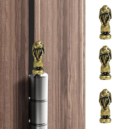SWNACOR 3 Pcs Brass Standing Rabbit Hinge Heads Decorative Topper, Magnetic Hinge Head Toppers, Fun Rabbit Gifts for Women Mom Grandma Wife, Vintage Statue Door Hinge Head Home Decoration - Image 1