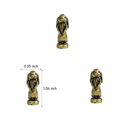SWNACOR 3 Pcs Brass Standing Rabbit Hinge Heads Decorative Topper, Magnetic Hinge Head Toppers, Fun Rabbit Gifts for Women Mom Grandma Wife, Vintage Statue Door Hinge Head Home Decoration - Image 2