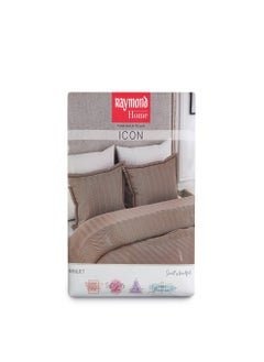 Raymond Raymond Home King Flat Sheet Bedsheet 210 Thread Count Luxirious Mercerised 100% Cotton Bedding Herringbone Bed Linen with 2 Pillow Case - Brown (274 * 274 CM)  - Image 3