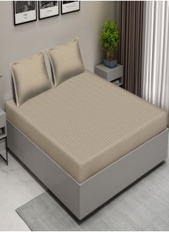 Raymond Raymond Home King Flat Sheet Bedsheet 210 Thread Count Luxirious Mercerised 100% Cotton Bedding Herringbone Bed Linen with 2 Pillow Case - Brown (274 * 274 CM)  - Image 2