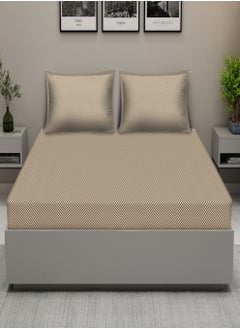 Raymond Raymond Home King Flat Sheet Bedsheet 210 Thread Count Luxirious Mercerised 100% Cotton Bedding Herringbone Bed Linen with 2 Pillow Case - Brown (274 * 274 CM)  - Image 1