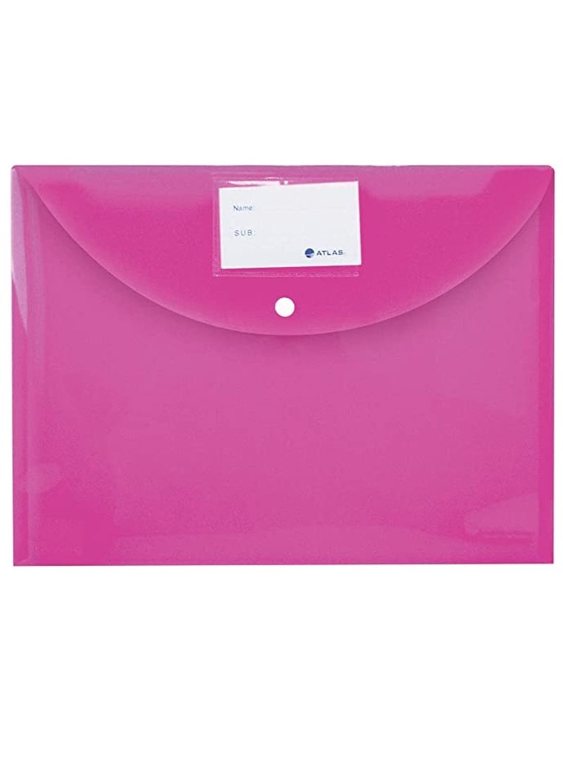 ATLAS Clear Document Bag Foolscap Size Pink  - Image 1