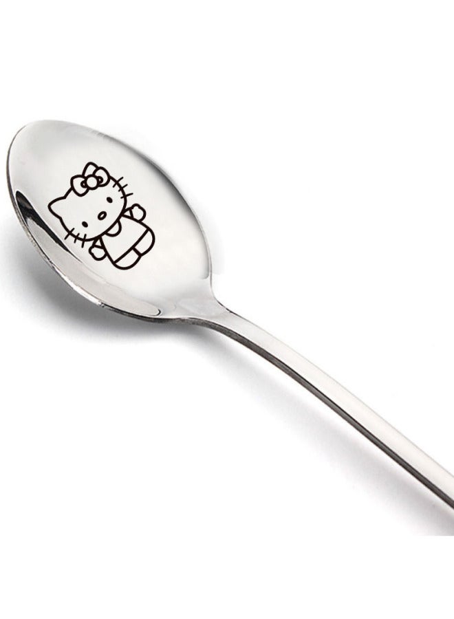 Classic Gift Cute Cartoon Pattern Stetney Donald Duck Bear Mickey Mouse Stainless Steel Spoon Ice-cream Spoon-Specifications:14#  - Image 1