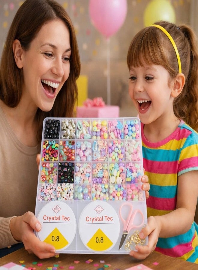 Ambitieux Bracelet Making Kit for Girls | DIY Jewellery Craft Set with 24 Types of Beads, Elastic Rolls & Scissors | Creative Art & Craft Gift Toy for Kids Girls Age 4–12 Years (Multicolor with alphabet) - Image 3