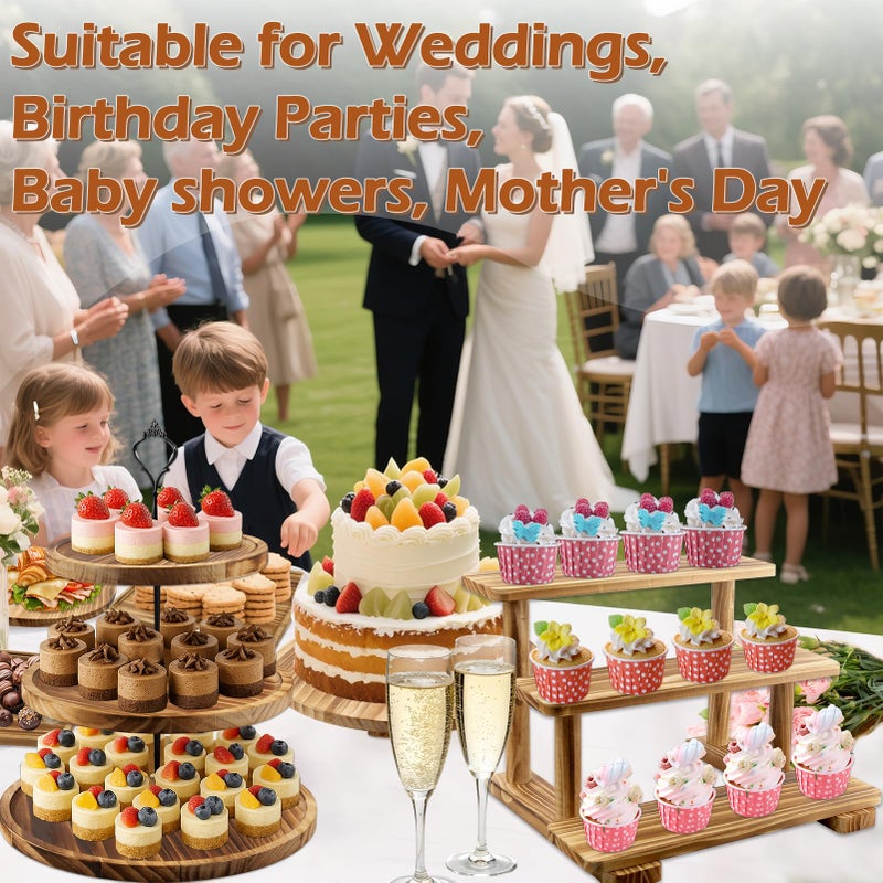 Esmorah Wooden Dessert Table Display Set, Cake and Cupcake Stand Combo (Set of 6) - Image 5
