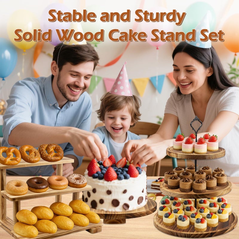 Esmorah Wooden Dessert Table Display Set, Cake and Cupcake Stand Combo (Set of 6) - Image 2