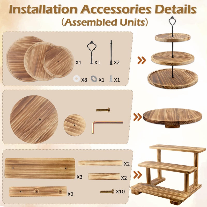 Esmorah Wooden Dessert Table Display Set, Cake and Cupcake Stand Combo (Set of 6) - Image 4