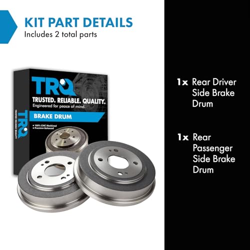 TRQ Rear Brake Drum Pair Set for 1986-1989 Honda Accord / 1992-2000 Honda Civic / 2007-2008 Honda FIT - Image 2