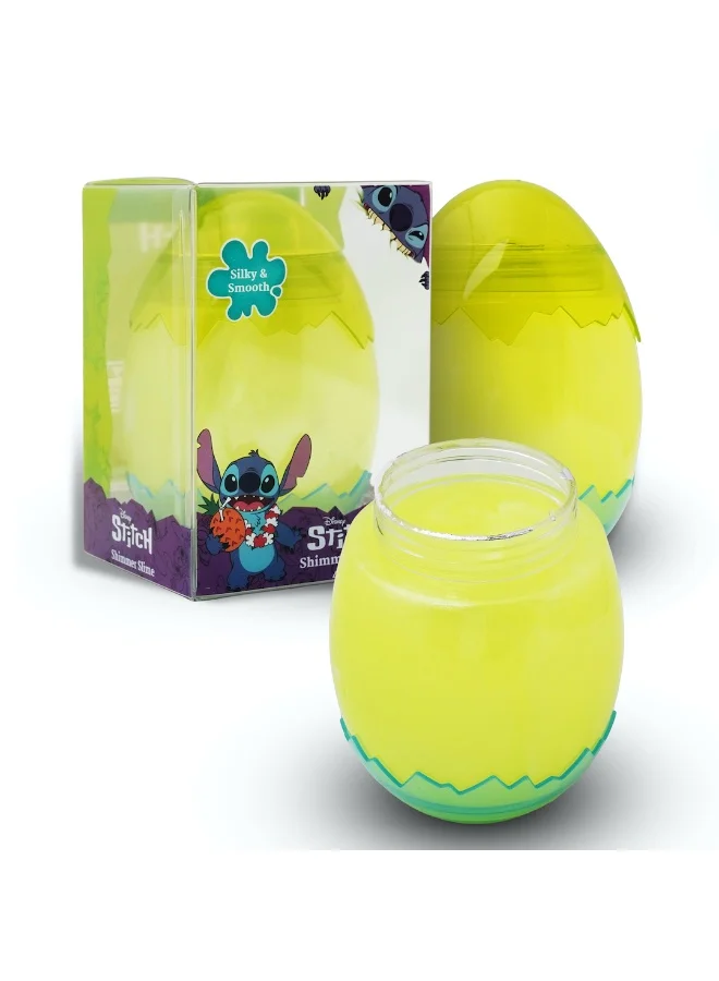ديزني Stitch 420ml Clear Shimmer Slime | Silky & Smooth Slime | Mess Free, Stress Relief Toy | Green | Age 3+ Year