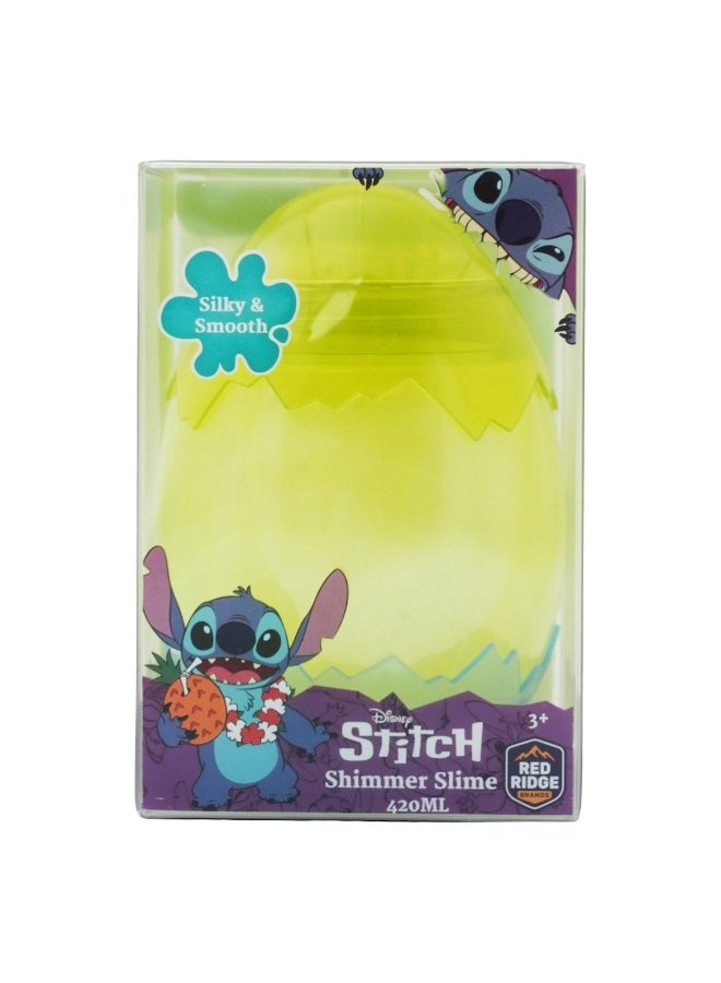 Disney Stitch 420ml Clear Shimmer Slime | Silky & Smooth Slime | Mess Free, Stress Relief Toy | Green | Age 3+ Year - Image 2