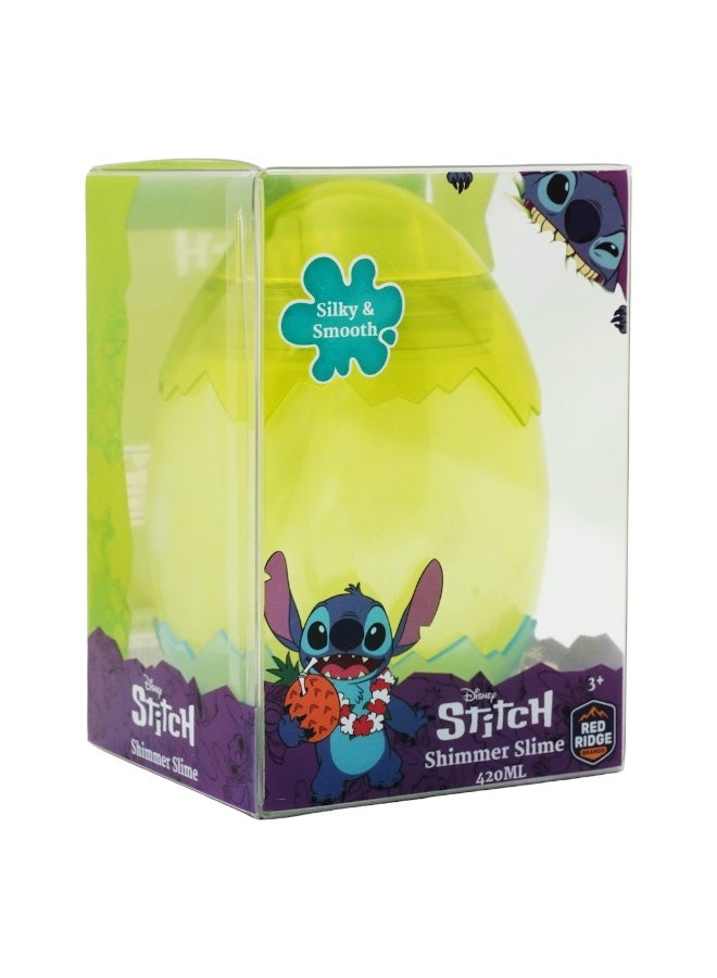 Disney Stitch 420ml Clear Shimmer Slime | Silky & Smooth Slime | Mess Free, Stress Relief Toy | Green | Age 3+ Year - Image 3