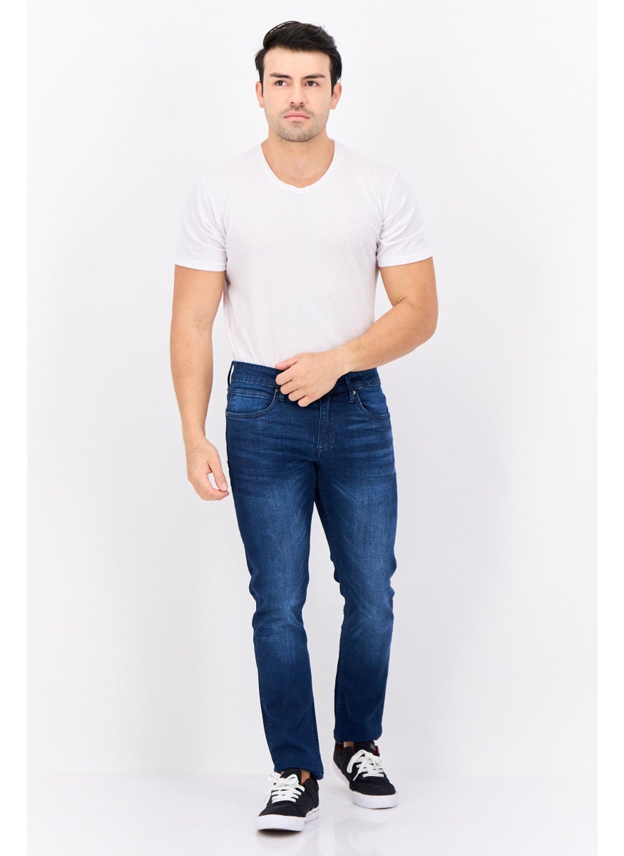CROSSHATCH Men Slim Fit Wash Stretchable Denim, Blue  - Image 3
