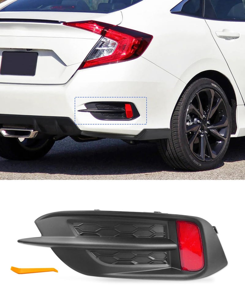 غطاء شبكة عاكس الصدام الخلفي عدسة فقط تناسب هوندا سيفيك LXEXTouring سيدان 2016 2017 2018 2019 2020 2021 الجانب الأيمن للراكب