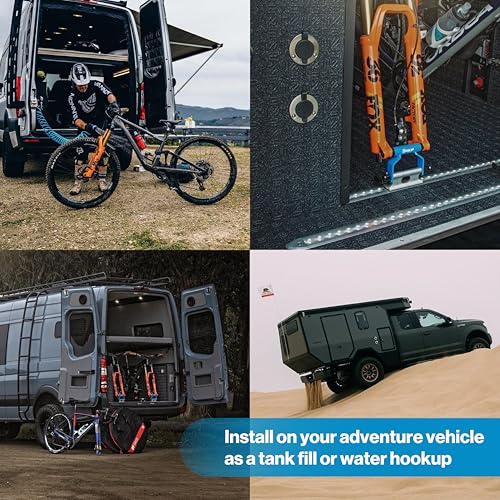 Aquor RV City Water Inlet, Quick Connect RV Water Inlet Replacement for Motorhome, Camper, and Trailer, Stainless Steel Flush-Mount, Black Cover, ½” NPT (f) x ¾” GHT (m) - Image 2