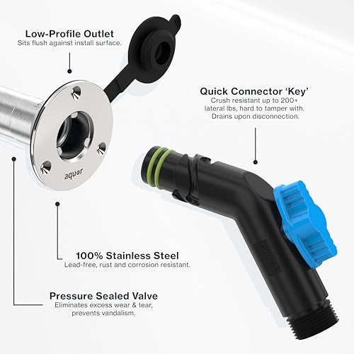 Aquor RV City Water Inlet, Quick Connect RV Water Inlet Replacement for Motorhome, Camper, and Trailer, Stainless Steel Flush-Mount, Black Cover, ½” NPT (f) x ¾” GHT (m) - Image 4